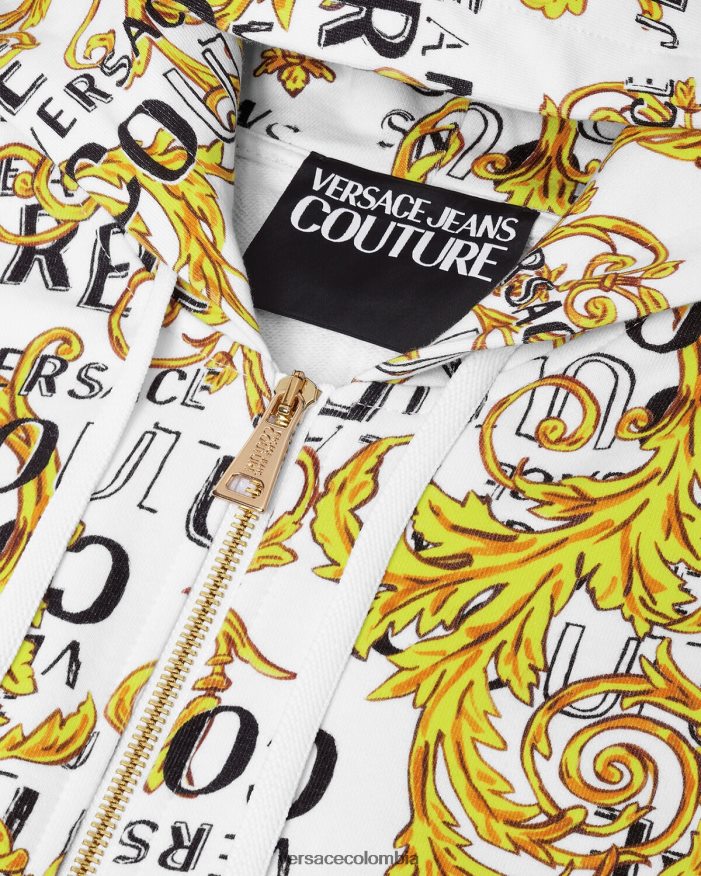 hombres sudadera con logo y cremallera Versace oro y blanco 2RP40F2404 ropa