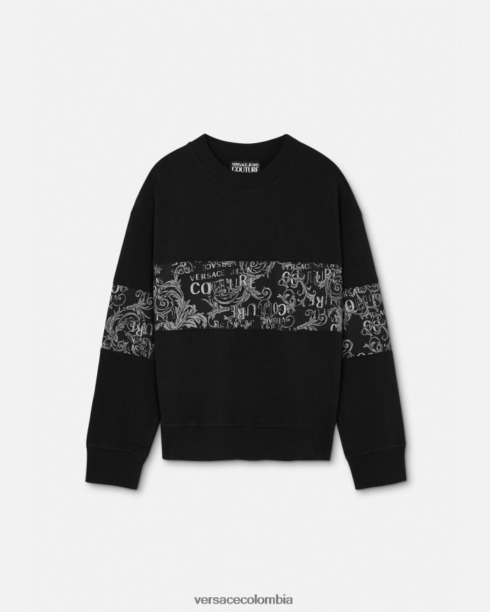 hombres sudadera con logo de alta costura Versace negro 2RP40F2406 ropa