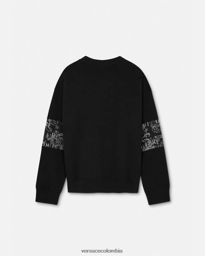 hombres sudadera con logo de alta costura Versace negro 2RP40F2406 ropa