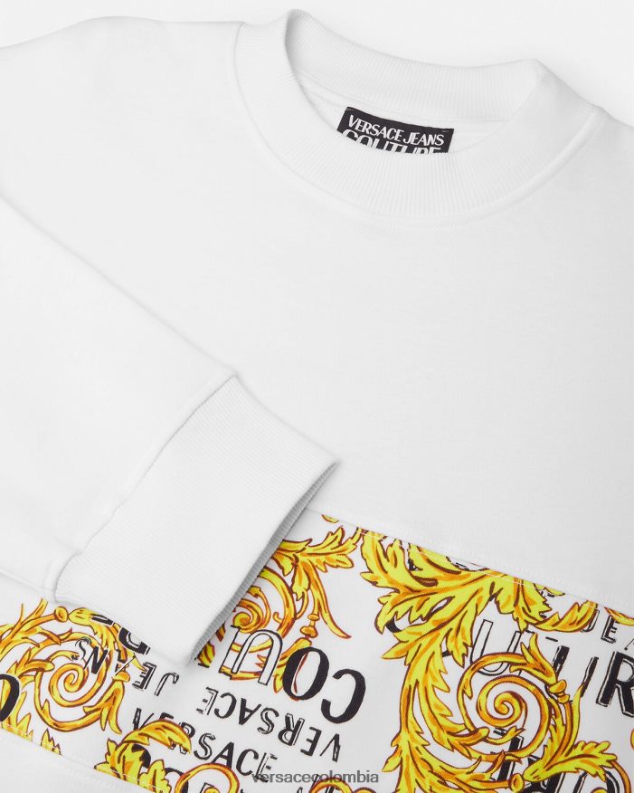 hombres sudadera con logo de alta costura Versace oro y blanco 2RP40F2408 ropa