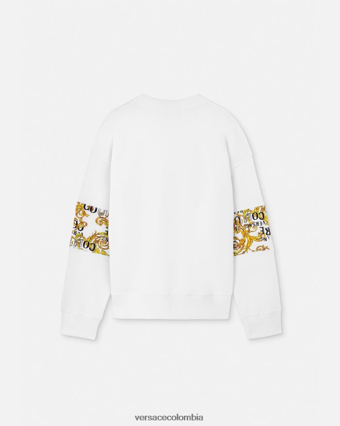hombres sudadera con logo de alta costura Versace oro y blanco 2RP40F2408 ropa
