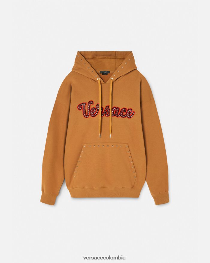 hombres sudadera con logo universitario y apliques Versace naranja 2RP40F1426 ropa
