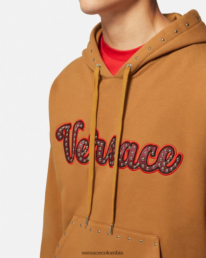 hombres sudadera con logo universitario y apliques Versace naranja 2RP40F1426 ropa