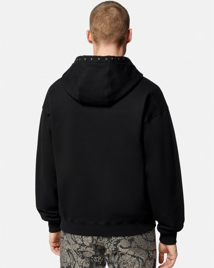 hombres sudadera con logo universitario y apliques Versace negro 2RP40F1425 ropa
