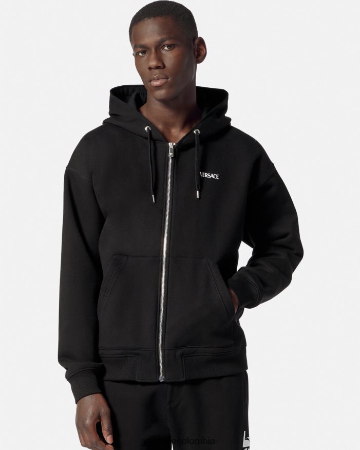 hombres sudadera con logo y cremallera Versace negro 2RP40F1413 ropa