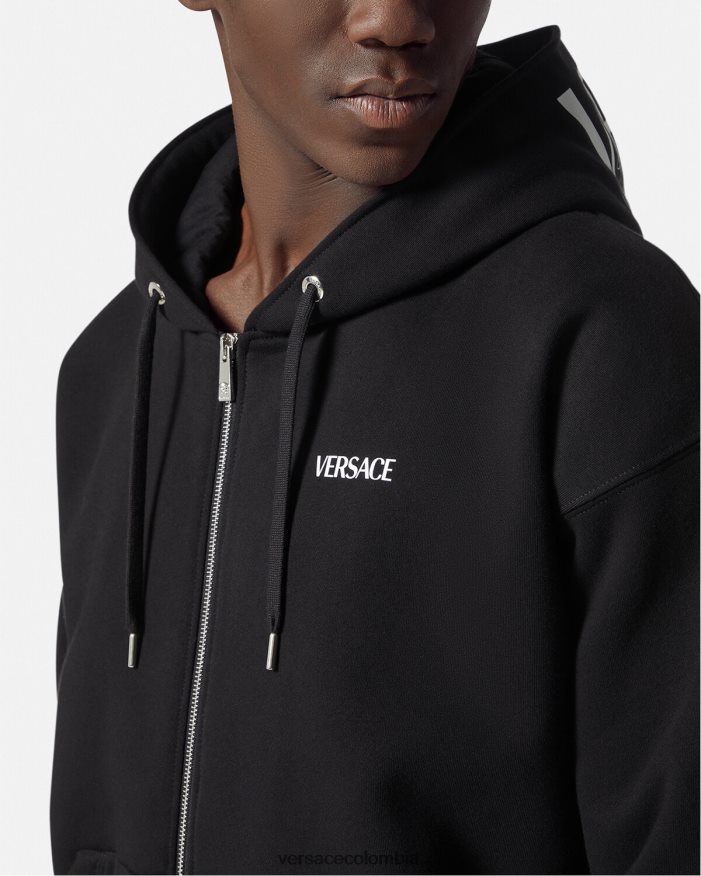 hombres sudadera con logo y cremallera Versace negro 2RP40F1413 ropa