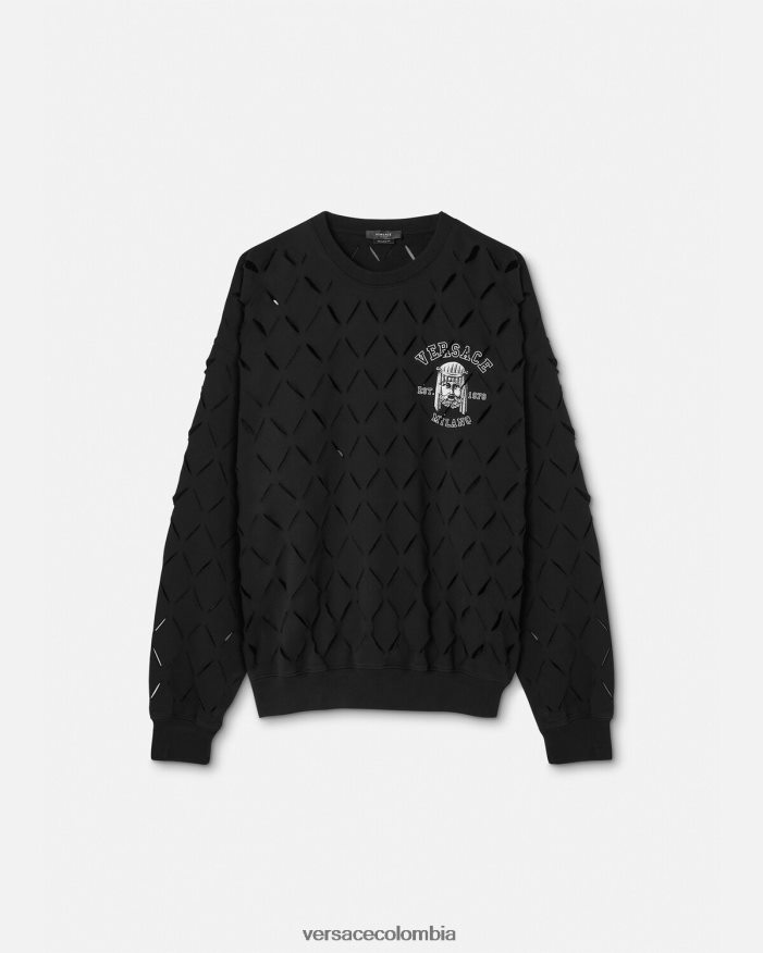 hombres sudadera con logo y logo de la maschera Versace negro 2RP40F1422 ropa