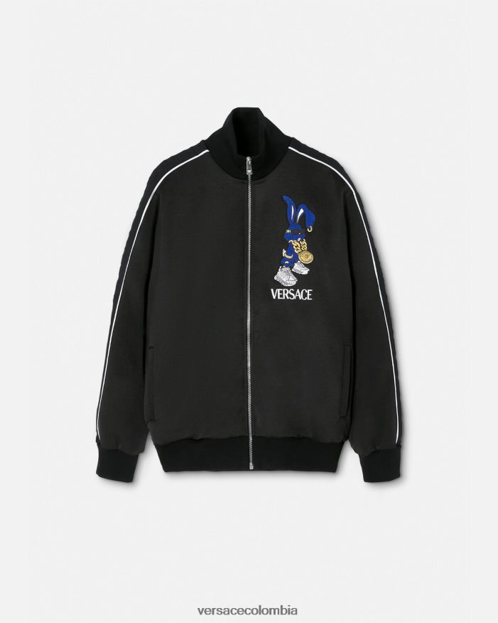 hombres sudadera de conejo del festival de primavera Versace negro 2RP40F1418 ropa