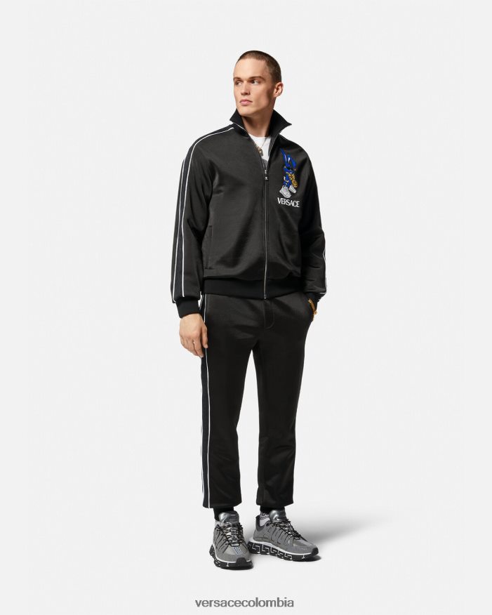 hombres sudadera de conejo del festival de primavera Versace negro 2RP40F1418 ropa