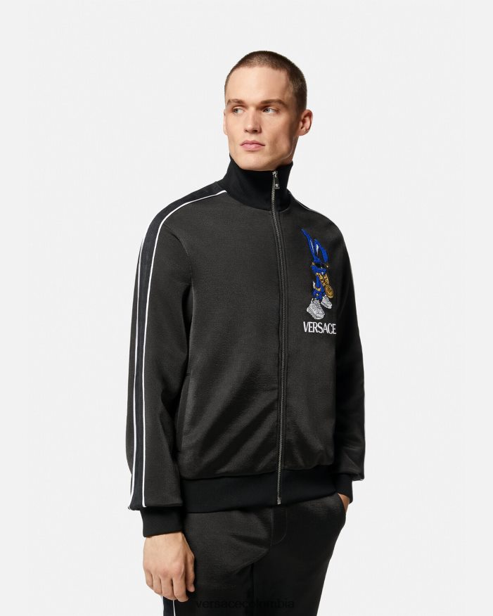 hombres sudadera de conejo del festival de primavera Versace negro 2RP40F1418 ropa