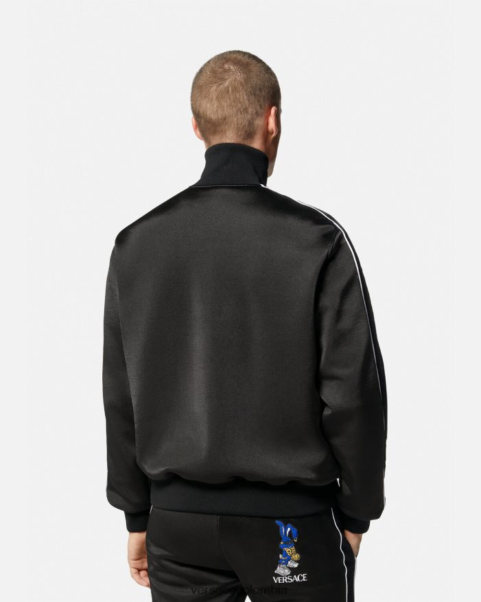 hombres sudadera de conejo del festival de primavera Versace negro 2RP40F1418 ropa
