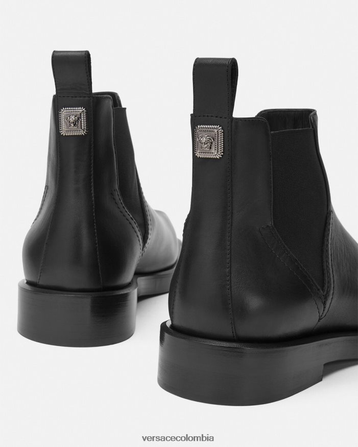 hombres botas chelsea cuadradas Versace negro 2RP40F1580 zapato