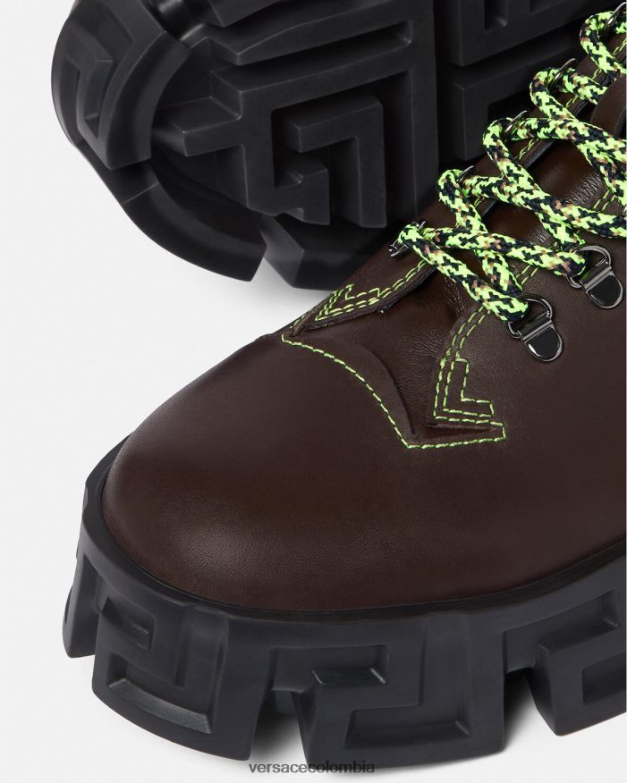 hombres botas de montaña greca laberinto Versace marrón 2RP40F1582 zapato