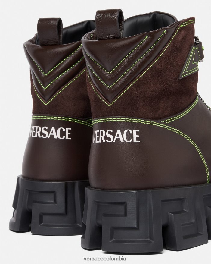 hombres botas de montaña greca laberinto Versace marrón 2RP40F1582 zapato
