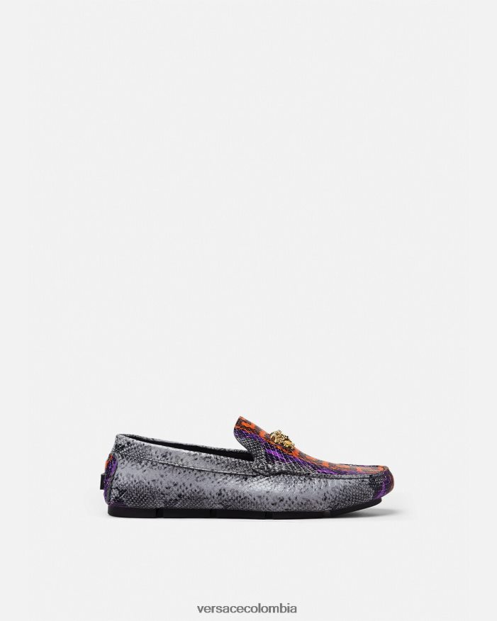 hombres mocasines la medusa con estampado de Greca en pitón Versace multicolor 2RP40F1574 zapato