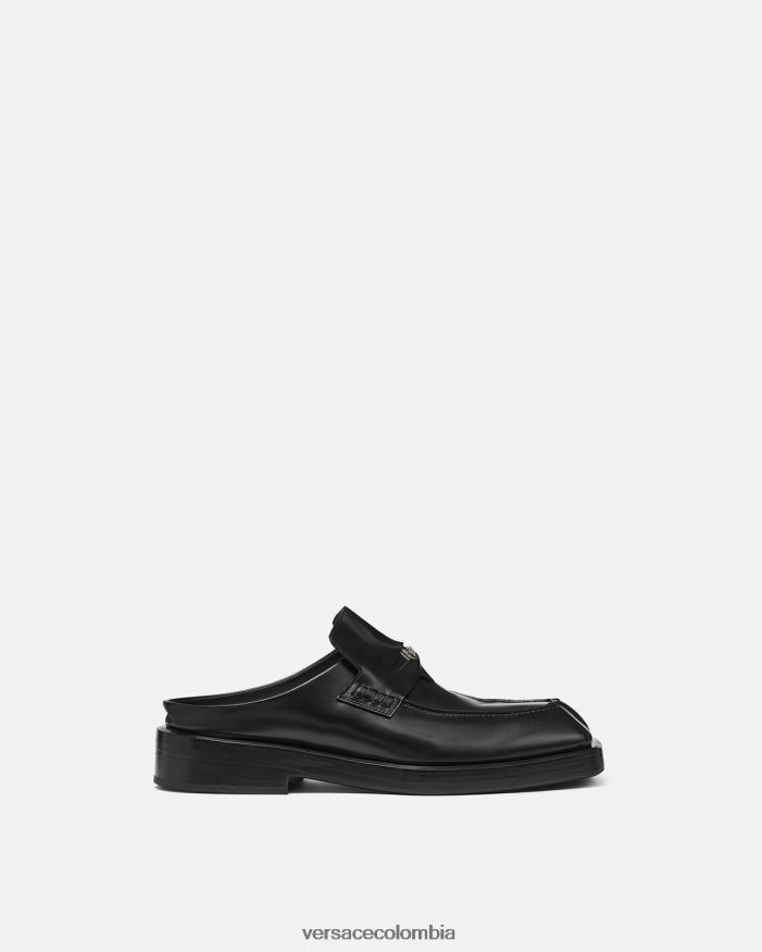 hombres mules tipo mocasines cuadrados Versace negro 2RP40F1576 zapato