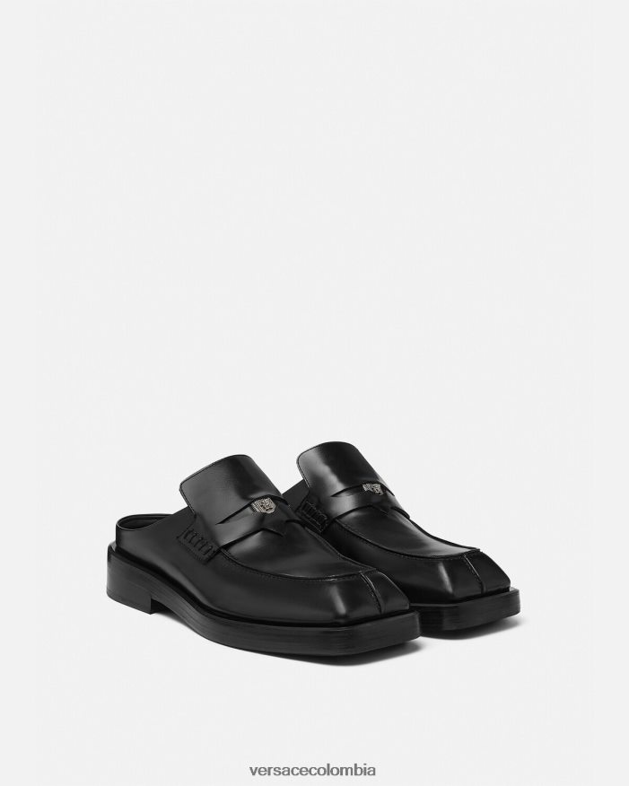 hombres mules tipo mocasines cuadrados Versace negro 2RP40F1576 zapato