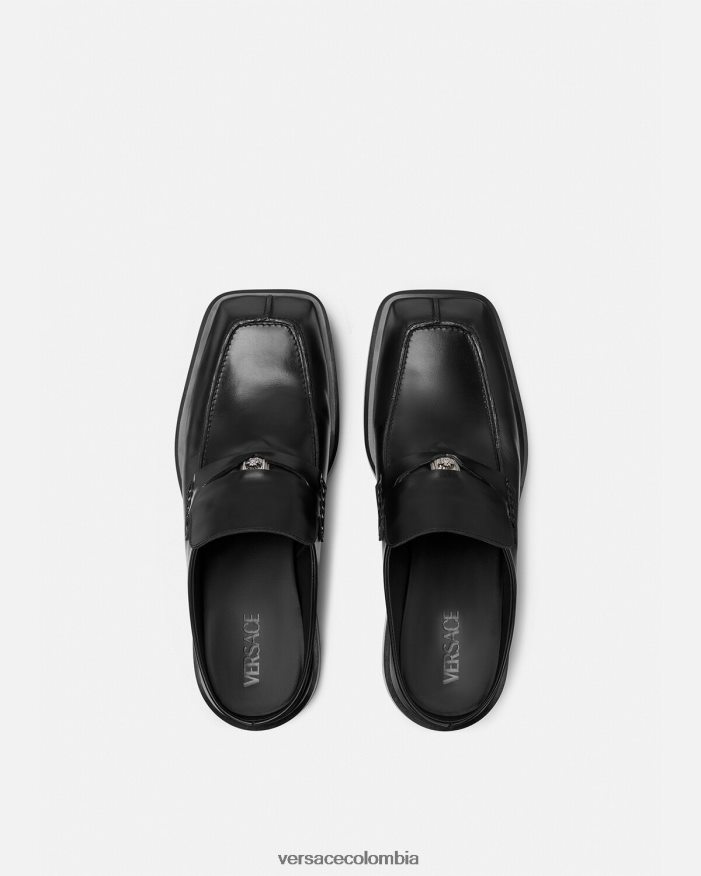 hombres mules tipo mocasines cuadrados Versace negro 2RP40F1576 zapato