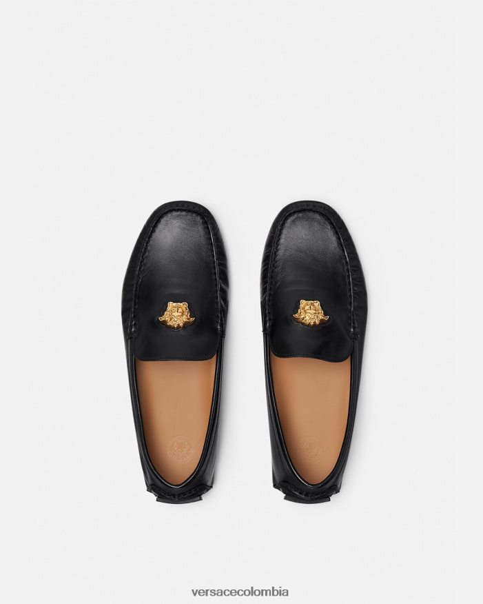 hombres zapatos de piloto la medusa Versace negro 2RP40F1602 zapato
