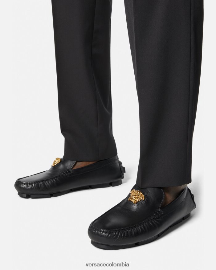 hombres zapatos de piloto la medusa Versace negro 2RP40F1602 zapato