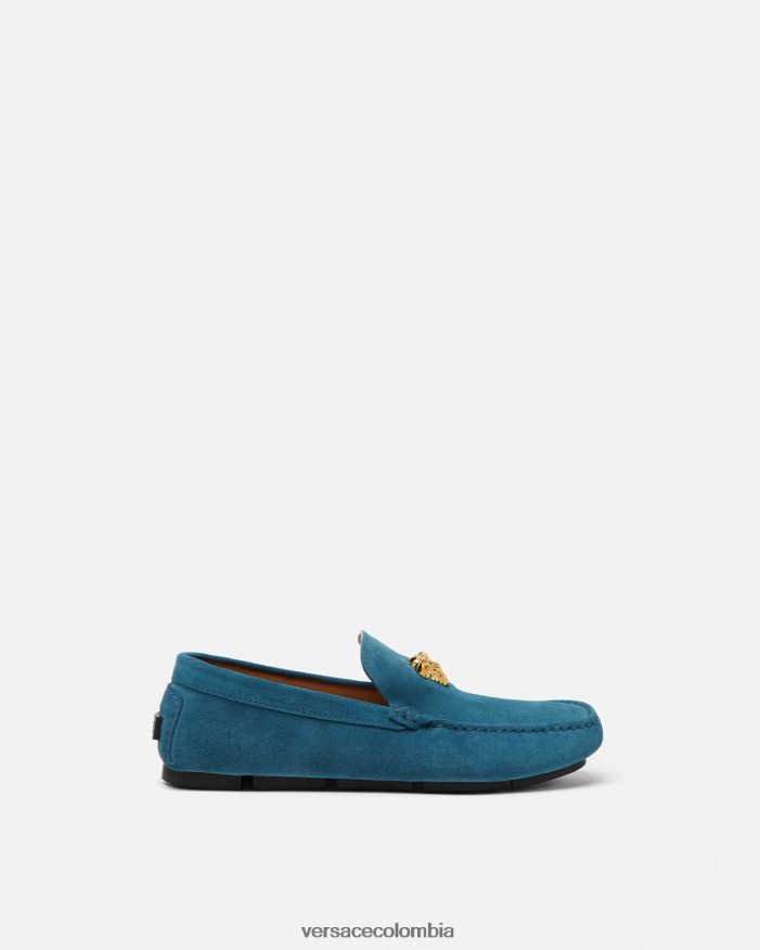 hombres zapatos driver la medusa de gamuza Versace azul 2RP40F1600 zapato
