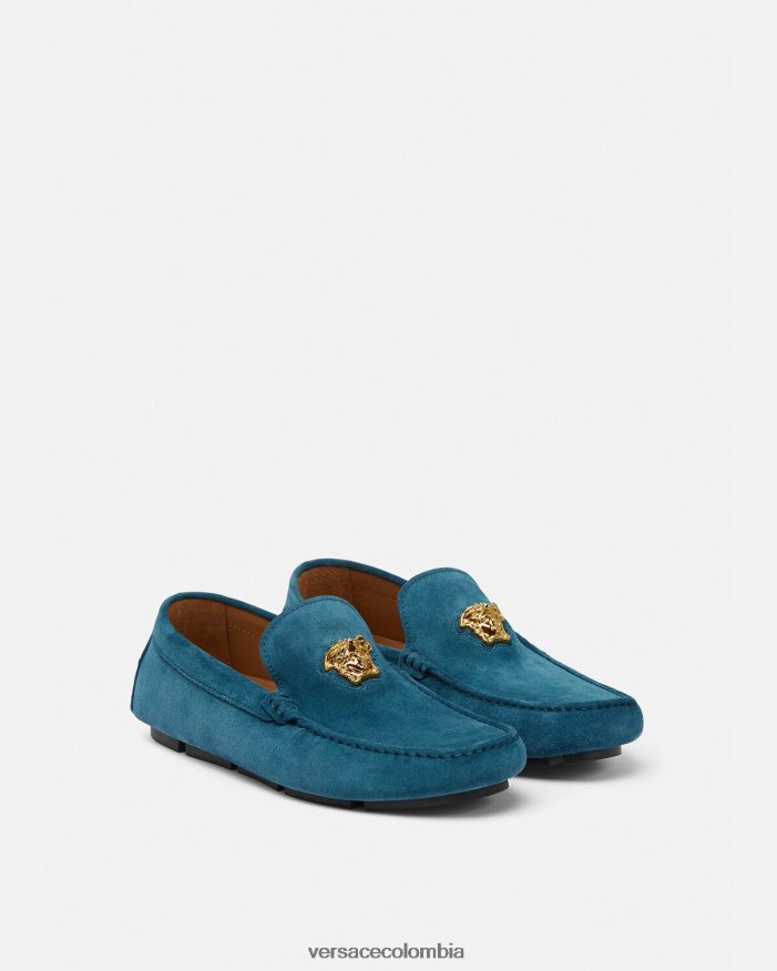 hombres zapatos driver la medusa de gamuza Versace azul 2RP40F1600 zapato