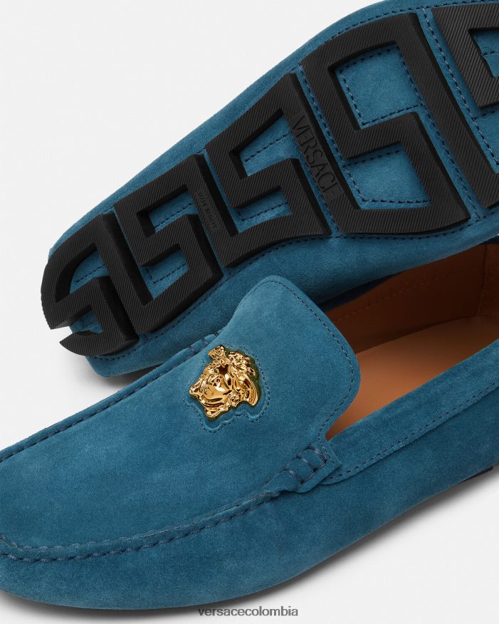 hombres zapatos driver la medusa de gamuza Versace azul 2RP40F1600 zapato