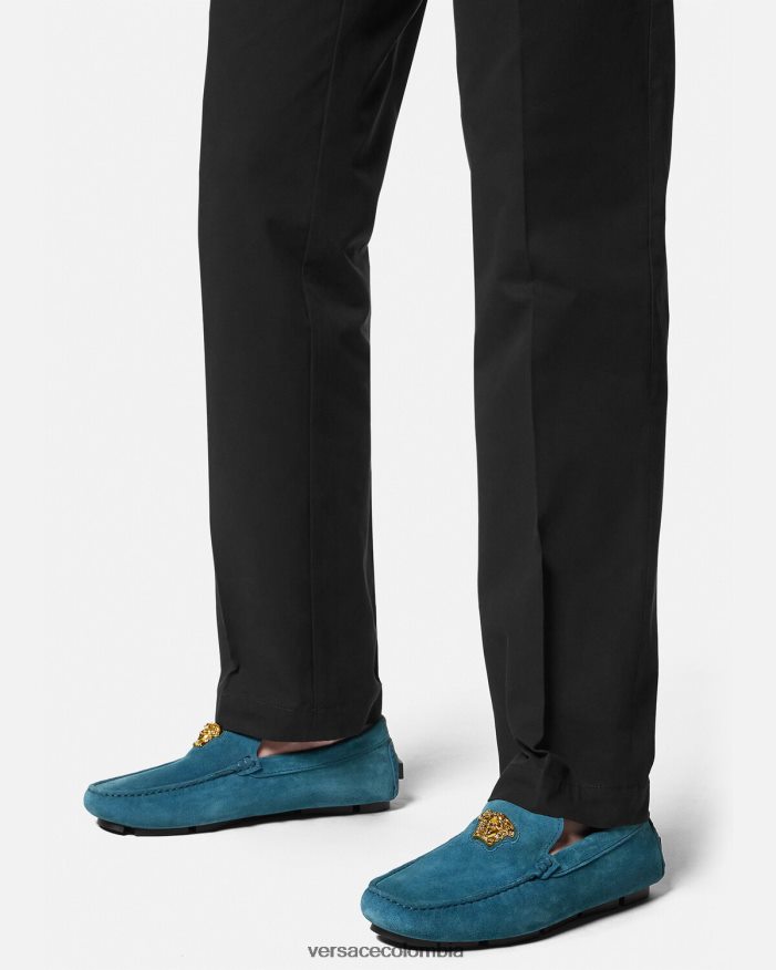 hombres zapatos driver la medusa de gamuza Versace azul 2RP40F1600 zapato