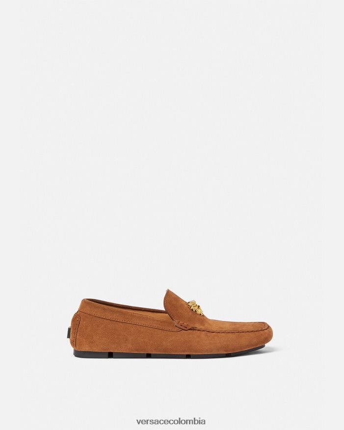 hombres zapatos driver la medusa de gamuza Versace marrón 2RP40F1603 zapato