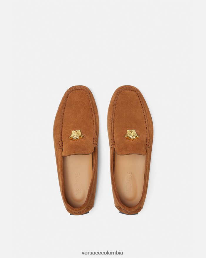 hombres zapatos driver la medusa de gamuza Versace marrón 2RP40F1603 zapato