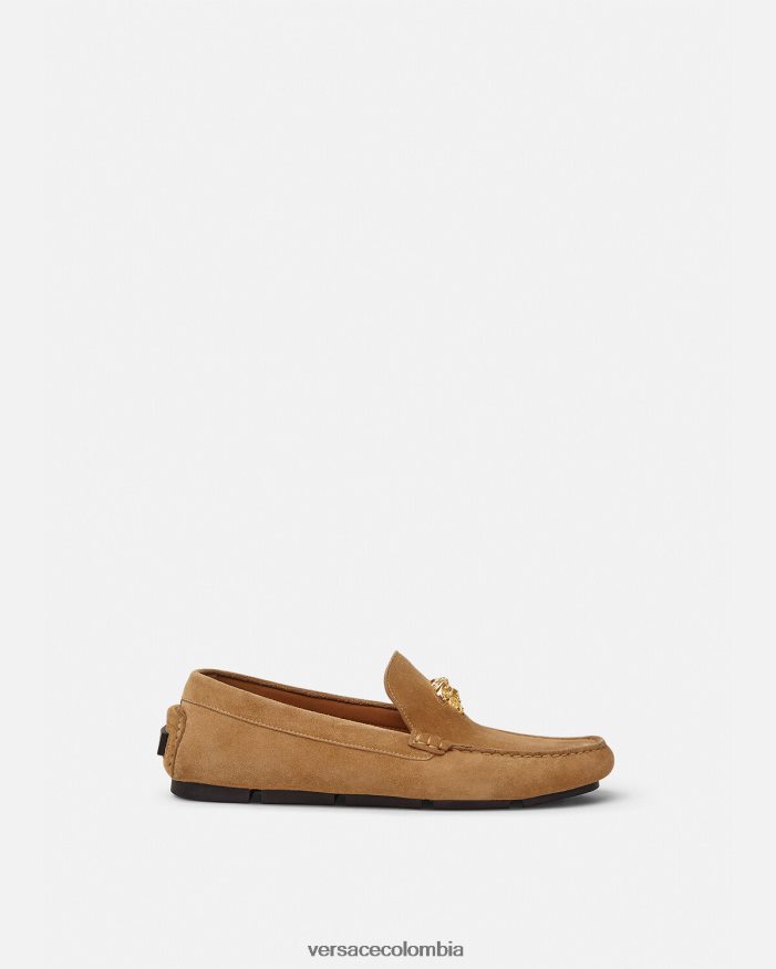 hombres zapatos driver la medusa de gamuza Versace marrón 2RP40F1605 zapato