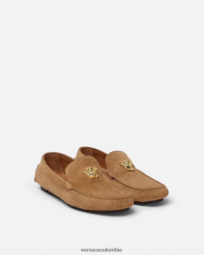 hombres zapatos driver la medusa de gamuza Versace marrón 2RP40F1605 zapato