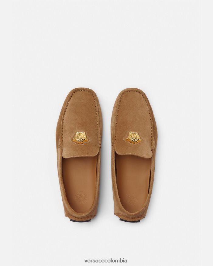 hombres zapatos driver la medusa de gamuza Versace marrón 2RP40F1605 zapato