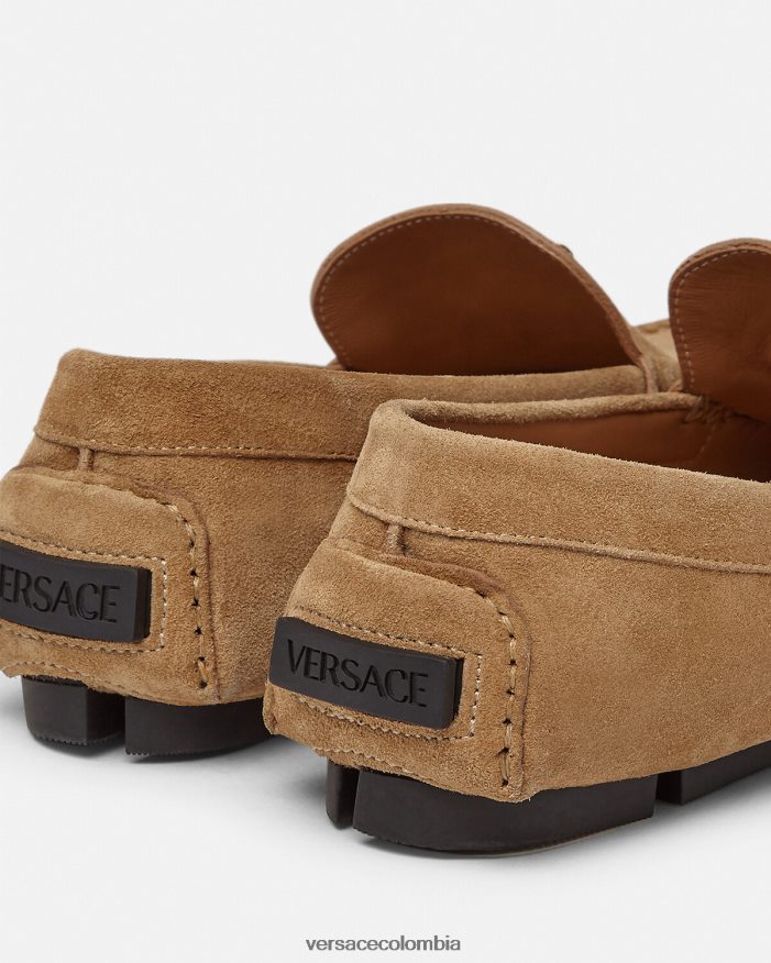 hombres zapatos driver la medusa de gamuza Versace marrón 2RP40F1605 zapato
