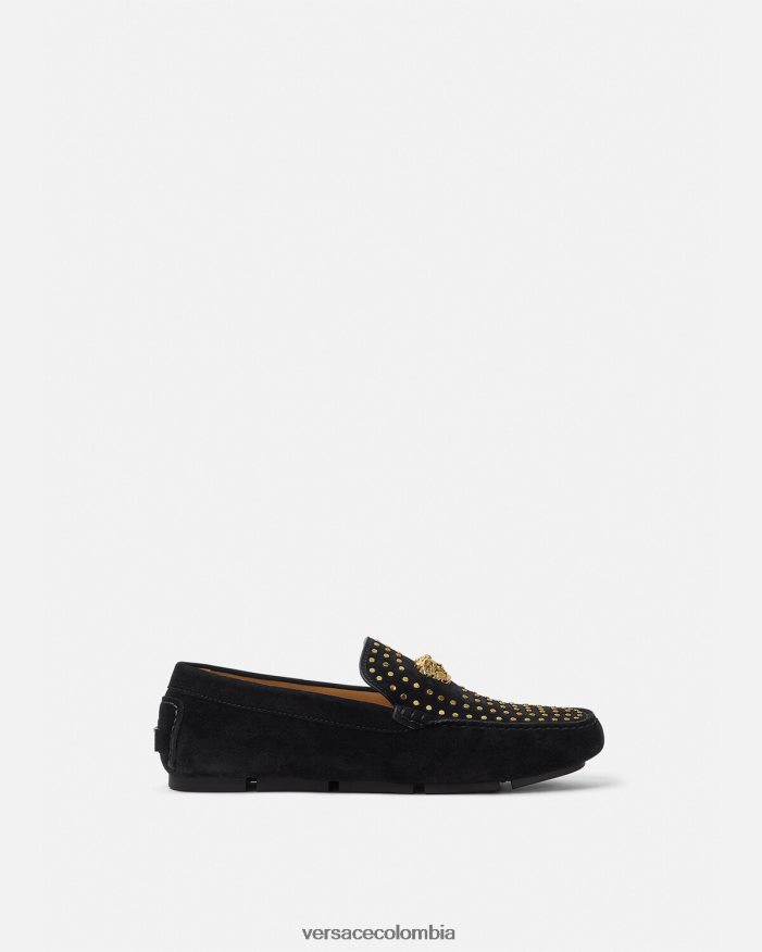 hombres zapatos driver la medusa de gamuza Versace negro 2RP40F1607 zapato