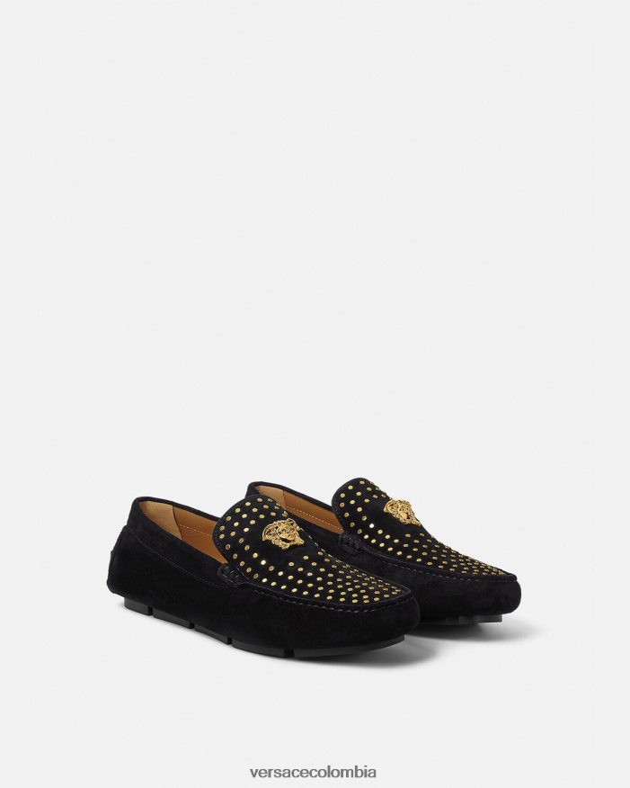 hombres zapatos driver la medusa de gamuza Versace negro 2RP40F1607 zapato