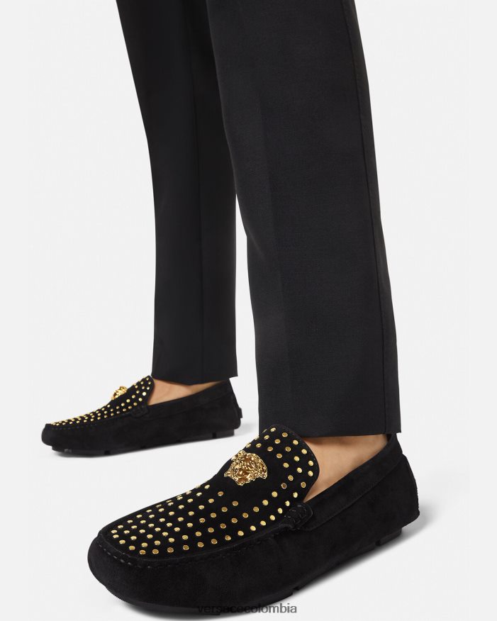 hombres zapatos driver la medusa de gamuza Versace negro 2RP40F1607 zapato