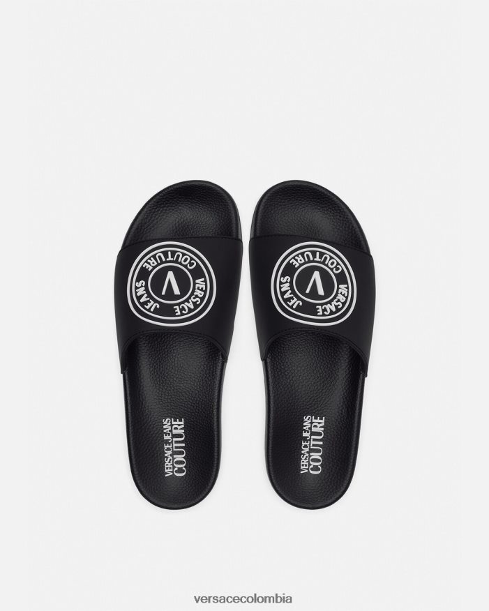 hombres chanclas con logo y emblema en V Versace negro 2RP40F2458 zapato