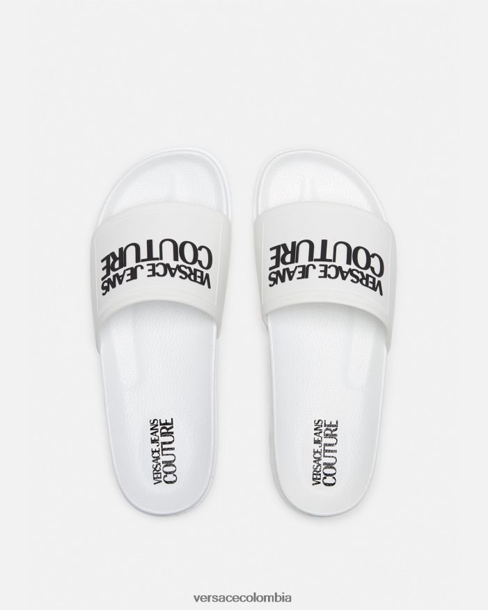hombres chanclas de goma con logo Versace blanco 2RP40F2467 zapato