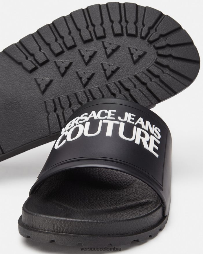 hombres chanclas de goma con logo Versace negro 2RP40F2468 zapato