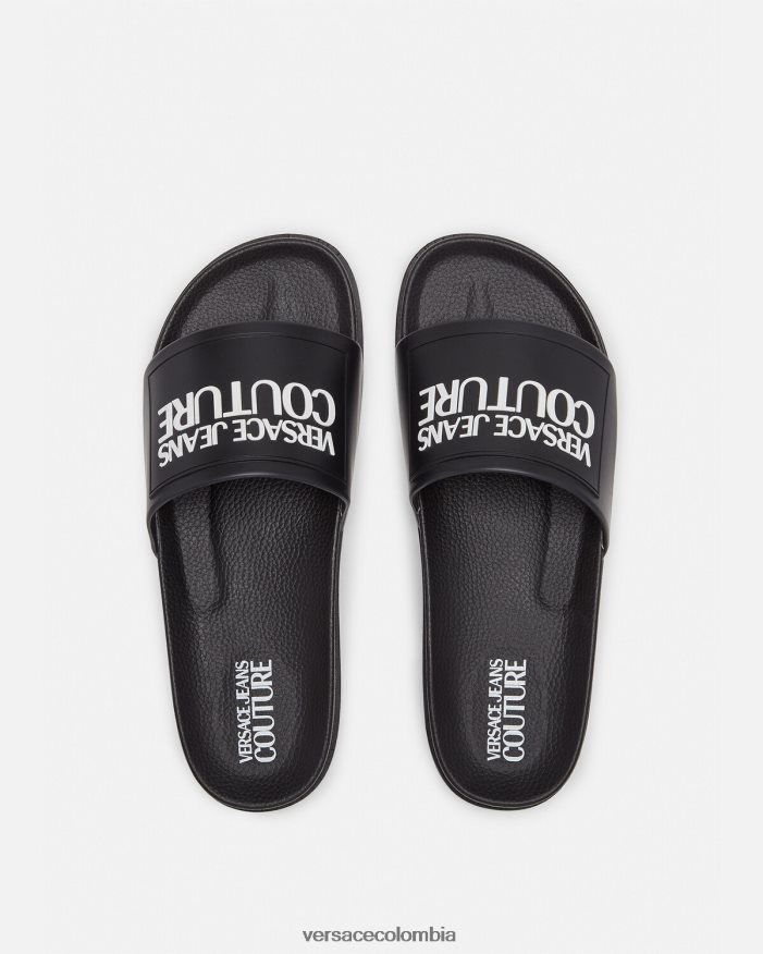 hombres chanclas de goma con logo Versace negro 2RP40F2468 zapato