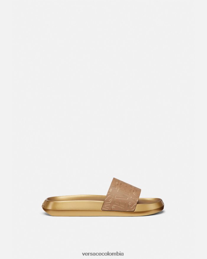 hombres chanclas integrales Versace marrón y dorado 2RP40F1586 zapato