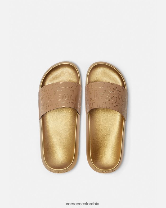 hombres chanclas integrales Versace marrón y dorado 2RP40F1586 zapato