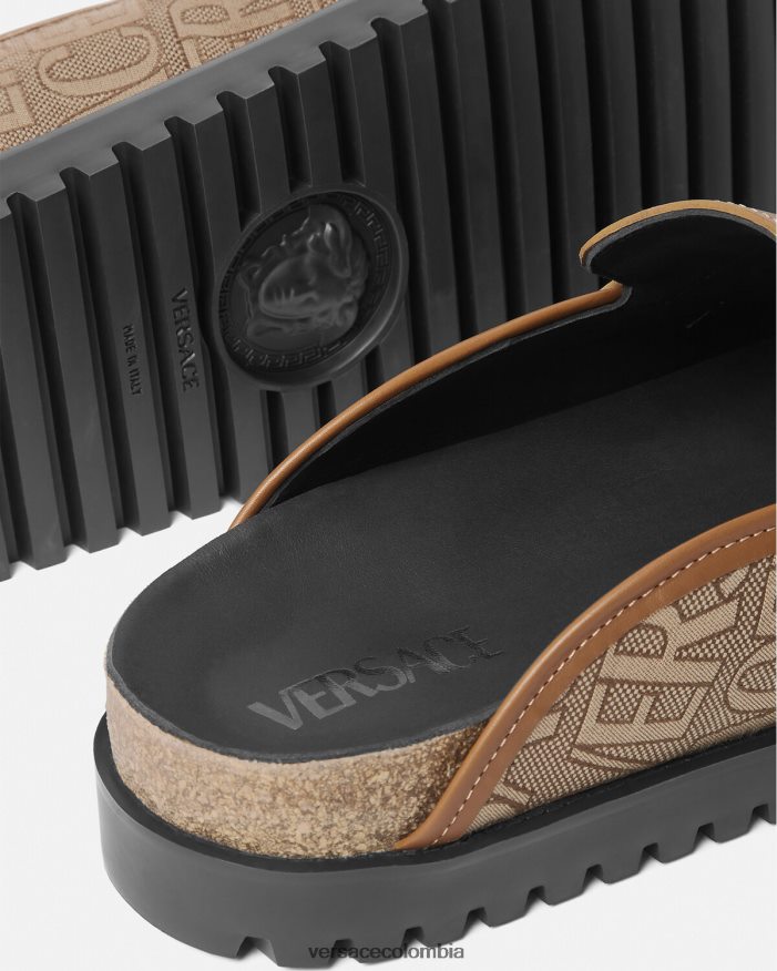hombres mules con medusa en toda la prenda Versace marrón 2RP40F1565 zapato
