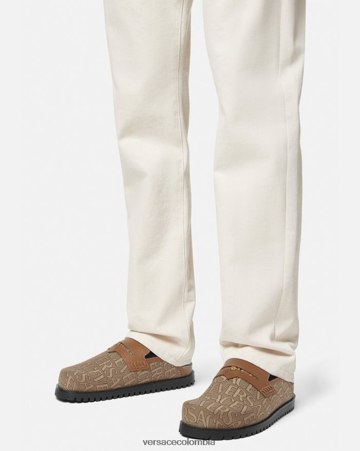 hombres mules con medusa en toda la prenda Versace marrón 2RP40F1565 zapato