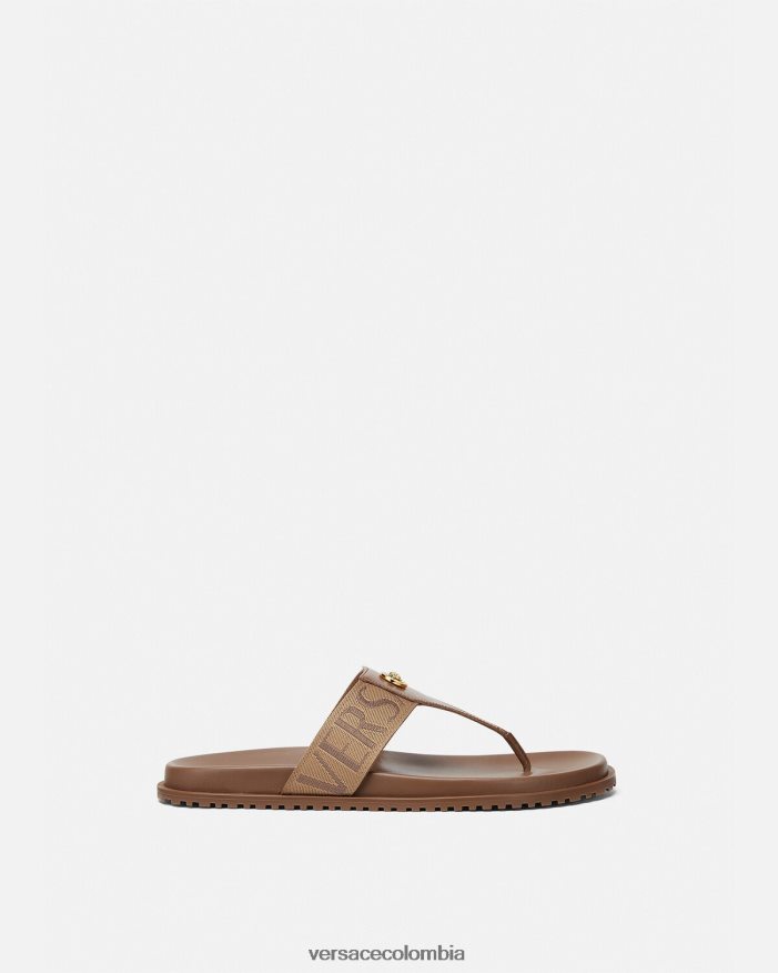 hombres sandalias por toda la prenda Versace marrón 2RP40F1583 zapato
