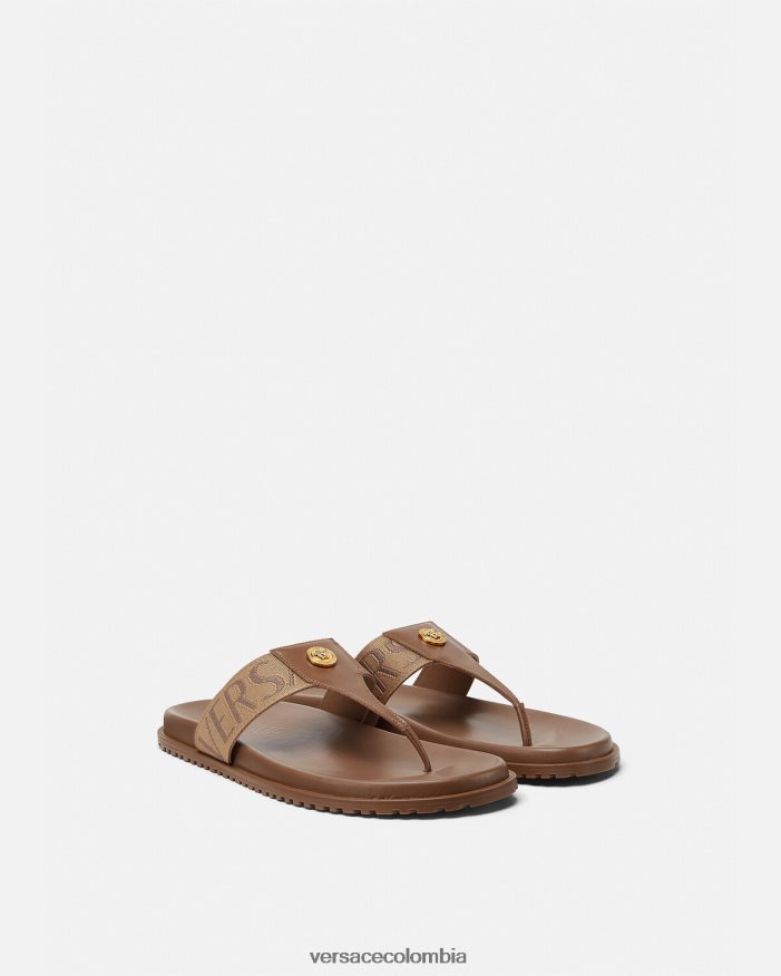 hombres sandalias por toda la prenda Versace marrón 2RP40F1583 zapato