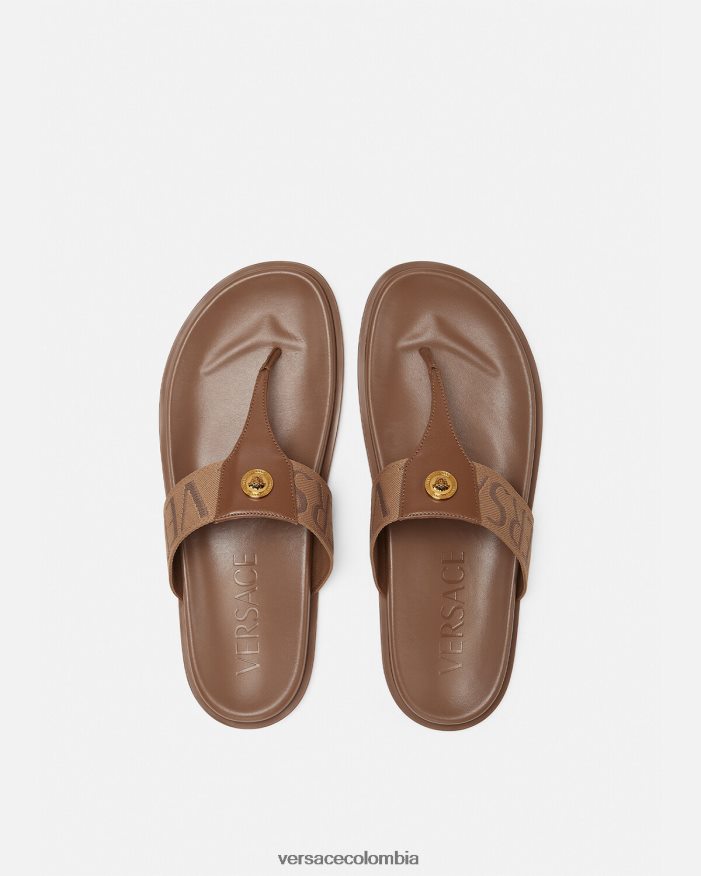hombres sandalias por toda la prenda Versace marrón 2RP40F1583 zapato