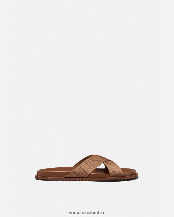 hombres sandalias por toda la prenda Versace marrón 2RP40F1584 zapato