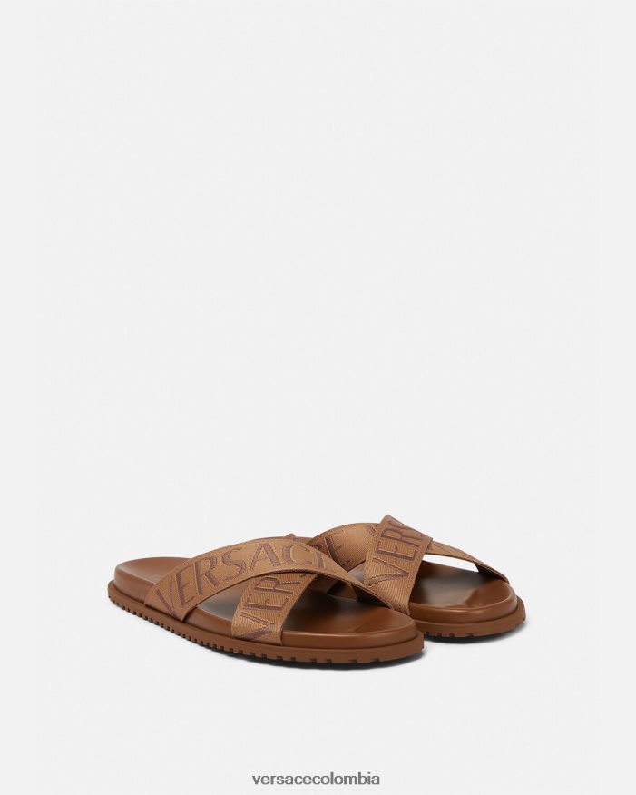 hombres sandalias por toda la prenda Versace marrón 2RP40F1584 zapato